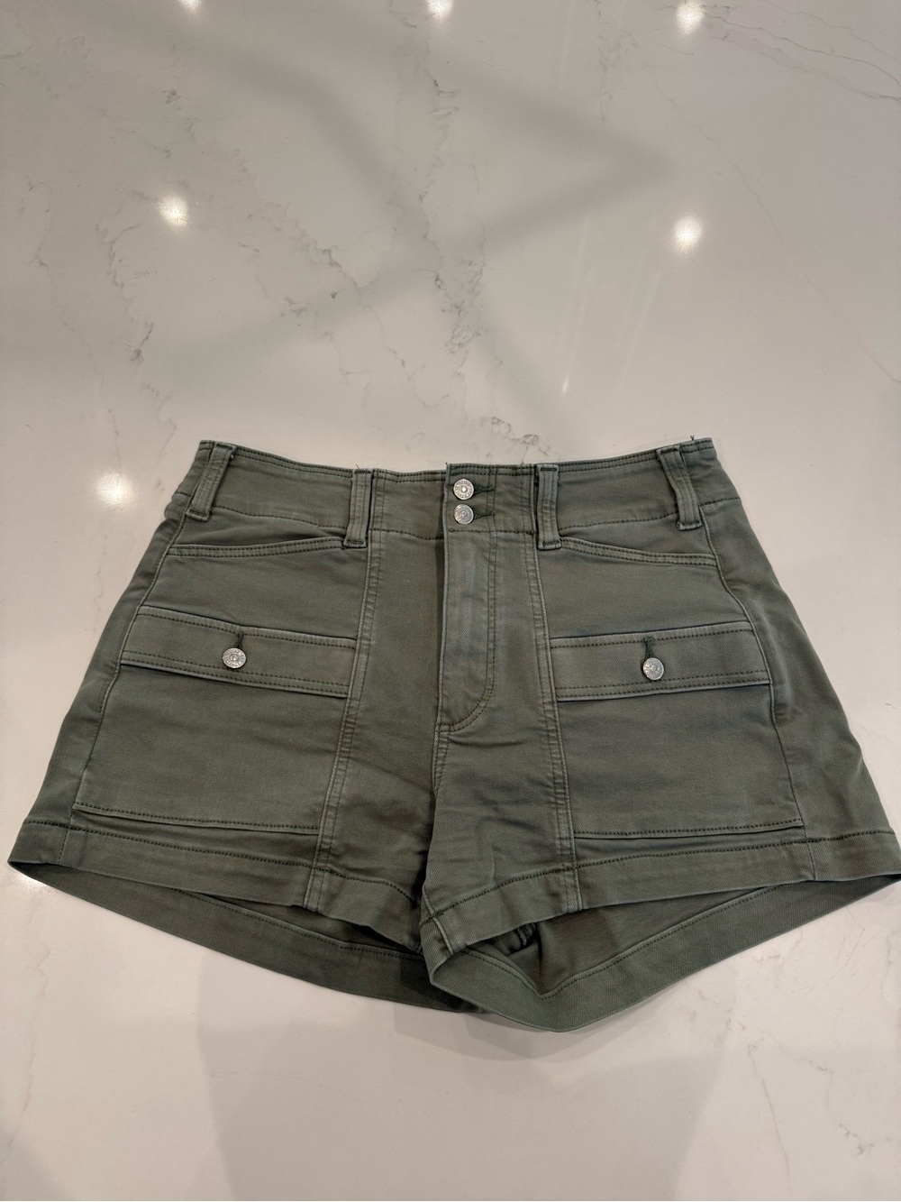PAIGE High-Waist Olive Utility Shorts